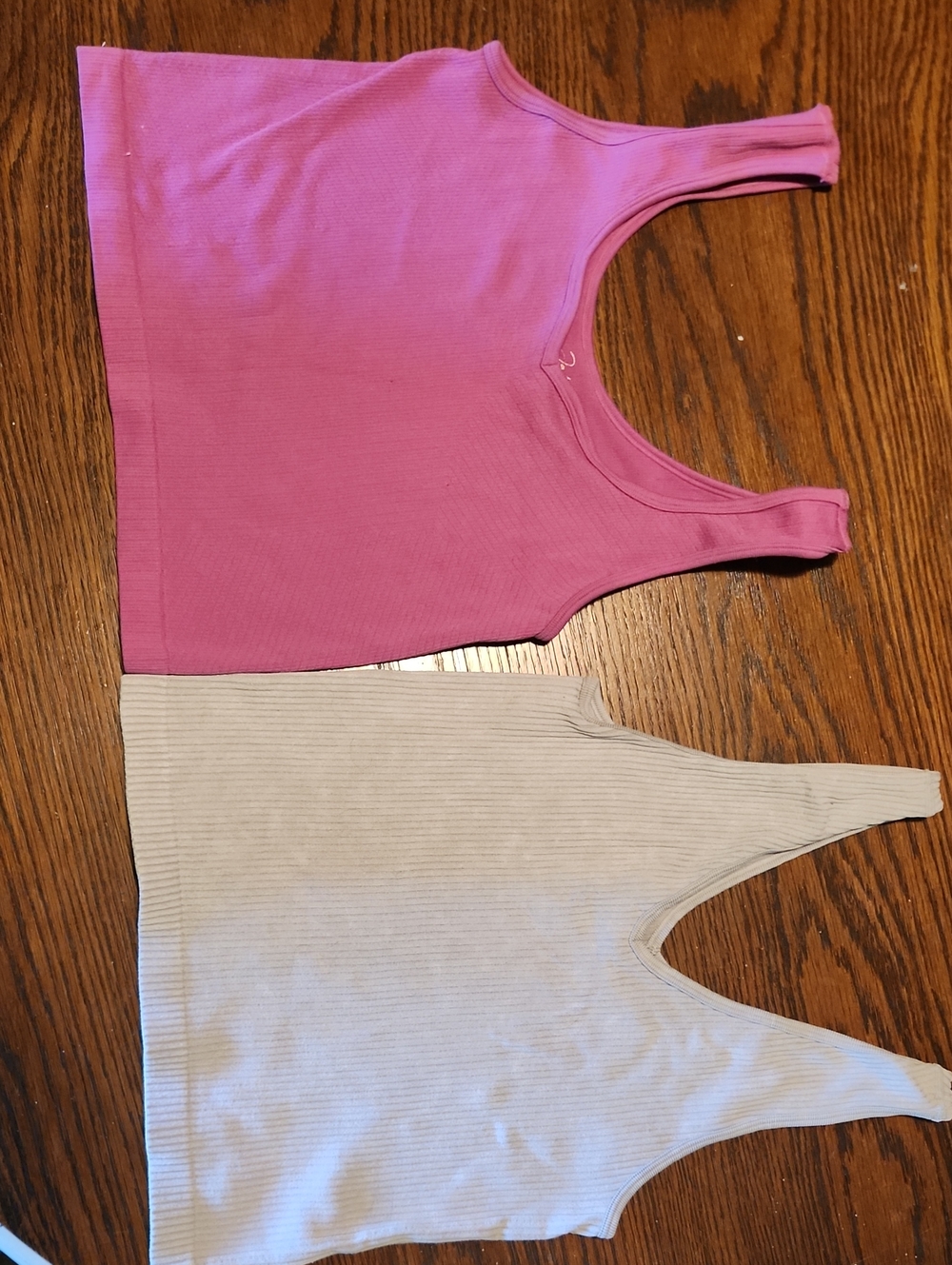 Women's Ribbed Tank Tops - Pink & Gray